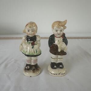 Vintage Salt and Pepper Shakers Set - Charming Boy and Girl Figurines